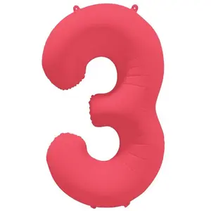 RueDeLaFete Ballon Neon Rouge : Chiffre 3 pas cher