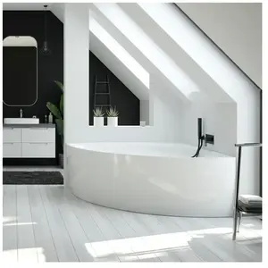 Hoesch iSENSI Baignoire d’angle, avec tablier, 3857.010,