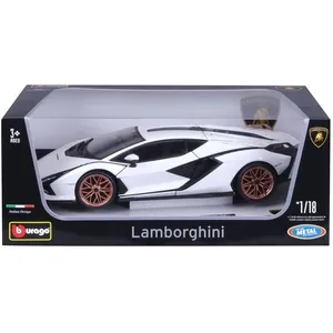 Voiture Bburago 1/18 Lamborghini Sian Hybride Blanc et Noir