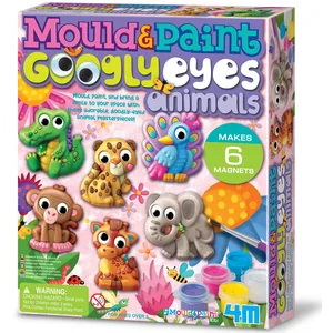Comparateur de prix : 4M Crea KIT DE MOULAGE: ANIMAUX YEUX RIGOLOS 4,7cm, contenu pour faire 6 aimants, en boîte 18x25x6,5cm, 5+ - Version Anglaise