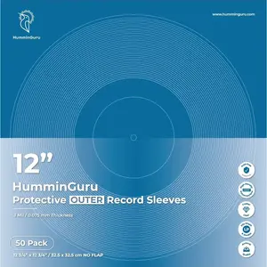 HumminGuru Pochettes de disques vinyles : Pochettes intérieures pour disques vinyles, Pochettes extérieures, Pochettes de disques (Manches extérieures sans Couture, 12")