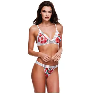 Baci - Ensemble 2 pièces blanc en dentelle et motifs à fleurs avec soutien-gorgeVendu parsexyavenue