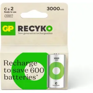 Pile rechargeable GP C ReCyckO lot de 2 3000mAh TU pas cher