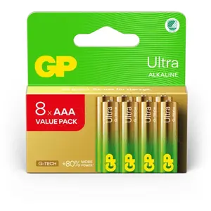 Piles alcalines gp Ultra aaa LR03, paquet de 8