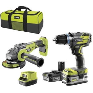 Comparateur de prix : RYOBI One+ Duo Brushless perceuse a percussion + meuleuse 125mm sans f...