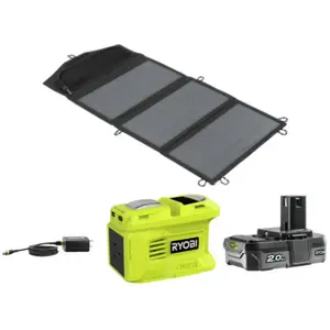 Comparateur de prix : Panneau solaire pour voyage - RYSP21ABI150B-120 - 18V One+ - avec transformateur - 1 batterie 2,0Ah - Ryobi