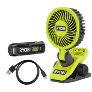 Ryobi Ventilateur à pince 4V USB Lithium (1x 2,0 Ah) RCF4-120G pas cher