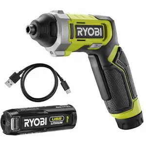 Ryobi - Tournevis 4V usb Lithium - 1 batterie 2,0Ah - coffret 10 embou... pas cher