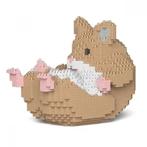 Jekca Blocs De Construction -hamster Marron Sur Le Dos pas cher
