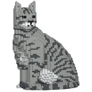 Jekca Figurine Chat tigré gris clair assis pas cher