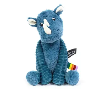 Les Déglingos - Peluche Rhinocéros Grobisou Bleu - Les Ptipotos pas cher