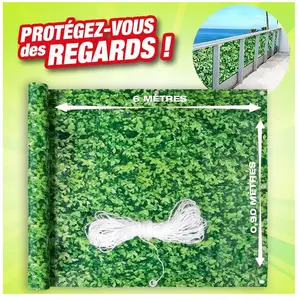 OUTIROR Brise vue décoratif - décor feuillage vert pour balcon 6 mètres de lon... pas cher