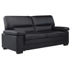 Vente-unique - Canapé 3 Places en Cuir de Buffle Noir Mimas pas cher