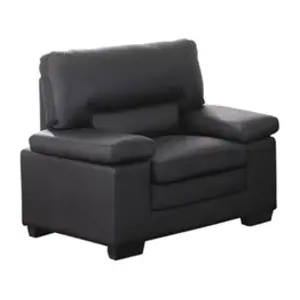 Vente-unique - Fauteuil en cuir de buffle mimas - Noir