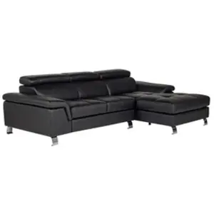 Vente-Unique Canapé d'angle cuir MISHIMA - Noir - Angle droit pas cher