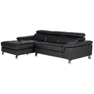 Vente-Unique Canapé d'angle cuir MISHIMA - Noir - Angle gauche pas cher