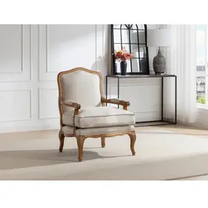 Fauteuil - VENTE-UNIQUE - MAHAUX - Lin - Beige - 1 place - Avec accoudoirs pas cher