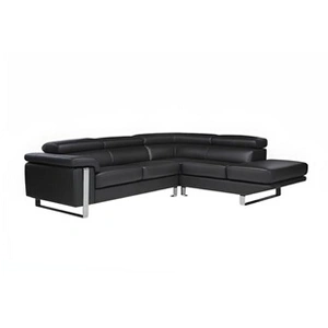 Vente-Unique Canapé d'angle en cuir MYSTIQUE - Noir - Angle droit