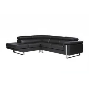 Vente-Unique Canapé d'angle en cuir MYSTIQUE - Noir - Angle gau
