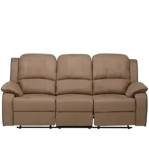 Vente-Unique Canapé 3 places relax en microfibre HERNANI - Marron - Classique - Avec accoudoirs pas cher