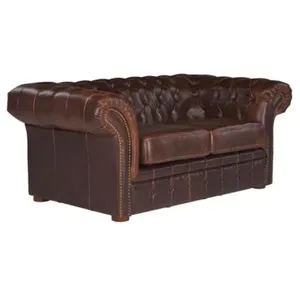 Vente-unique - Canapé 2 Places Chesterfield CLOTAIRE 100% Cuir Vieilli pas cher
