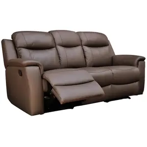 VENTE-UNIQUE Canapé 3 places relax en cuir EVASION - chocolat pas cher