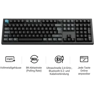 Keychron Q6 Ultra 8K (DE, Filaire, Sans fil), Clavier, Noir