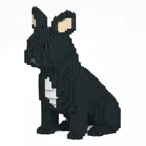 Jekca Blocs De Construction - Chien Bouledogue Francais Assis Noir