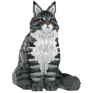 Jekca Jecka, Blocs De Construction - Chat Maine Coon Gris Assis pas cher