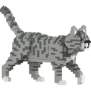 Jekca Blocs De Construction Mini Chat Tigre Gris Clair pas cher