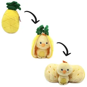 Peluche - Les Déglingos - Flipetz Poussin Ananas - 2 en 1 - Lavable - 14x10x24 cm pas cher