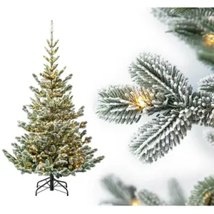 Evergreen Sapin de Noël artificiel Nobilis pin avec LEDs et neige arti... pas cher