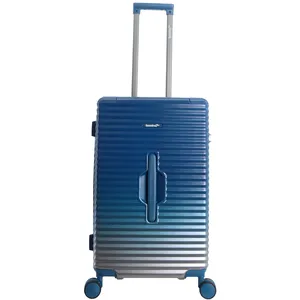 Saxoline Blue Elite Trunk 65 cm Moyenne Valise de voyage 8 Roues Bleu