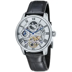 Montre - Earnshaw - ES-8006-01 - Argenté - Cuir Noir - Mécanique pas cher
