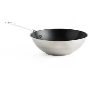 KitchenAid Stainless Steel Wok en acier inoxydable antiadhésif en céramique sans PFAS de 28 cm/3,6 litres, pour induction, four et lave-vaisselle, argenté