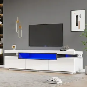 Pugsdrly Meuble TV avec éclairage LED 16 couleurs pour téléviseur 70-7... pas cher