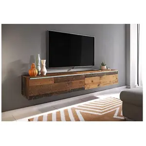 PIASKI Muebles Slavic - Meuble tv Lowboard d 180 cm, meuble télévision sans éclairage led, meuble télévision suspendu, couleur Old Style pas cher