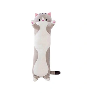 Peluche Chat longue 70 CM,Oreiller confortable - Gris pas cher