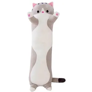 Peluche Chat long mignon 110 CM - Gris pas cher
