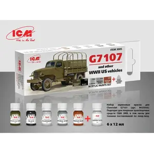 Comparateur de prix : ICM Peintures acryliques pour Véhicules US WWII - 6 x 12 ml