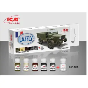 Comparateur de prix : ICM Peintures acryliques pour Laffly V15T et véhicules français - 6 x 12 ml