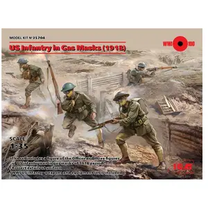 Comparateur de prix : Us Infantry In Gas Masks(1918)4 Figures - 1:35e - Icm