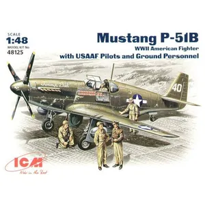 Comparateur de prix : ICM Mustang P-51 B Wwii American Fighter With Usaaf Pilots And Ground Personnel- 1:48e -
