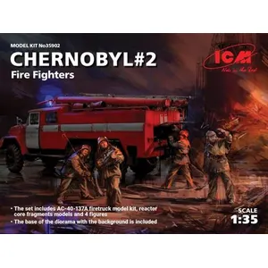 ICM Chernobyl2. Fire Fighters(ac-40-137a Firetruck&4figur&diora Base W.bac... pas cher