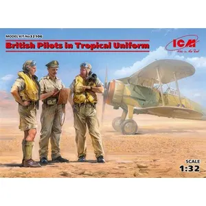 British Pilots In Tropical Uniform(1939-1943)(3 Figures) - 1:32e - Icm pas cher