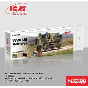 Peinture Acrylic Paint Set for WWI US military vehicles 6 x12 ml - ICM Peinture à maquette acrylique - 3303051 Vendu paramazon