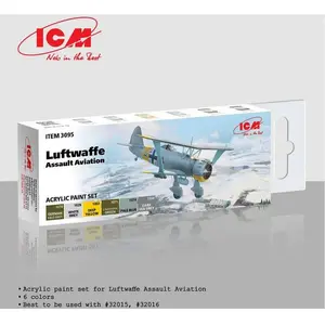 ICM Set 6 peintures acrylique : Avion Luftwaffe HS 123A-1 WWII pas cher