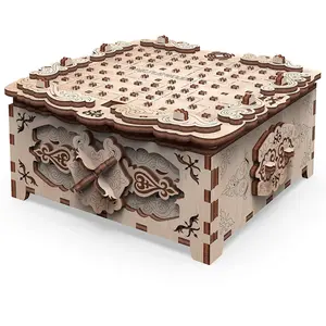 Non communiqué BOITE A SECRET "FANTAISIE FLORALE" MODELE 3D MOBILE EN BOIS pas cher