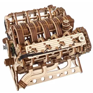 Comparateur de prix : Maquette UGEARS Modèles Mécaniques: V8 ENGINE 16,1x12,1x15cm, avec moteur électrique (connexion USB-C), 776 pièces, temps de montage 10h,  - Maquette 