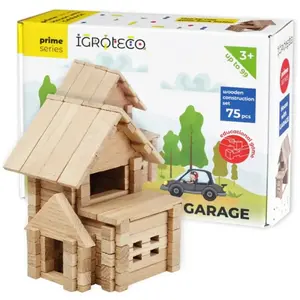 Jeu de construction en bois Maison avec garage 75 pièces IGROTECO pas cher
